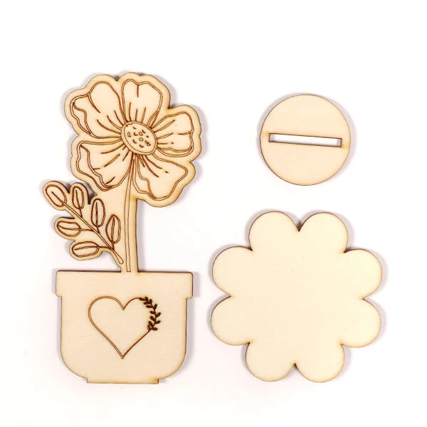 DIY! kit artizanal din lemn - Floare în ghiveci