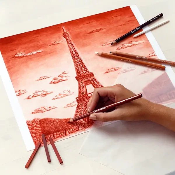 Set creioane și cărbune Conté pentru schițat - Sketching set, 15 piese, într-o cutie metalică