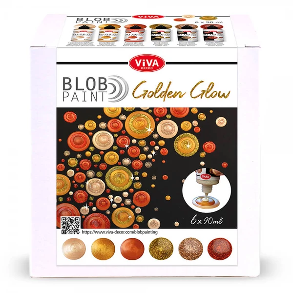 Set culori pentru pictare în puncte, Blob paint6x90 ml - Golden glow
