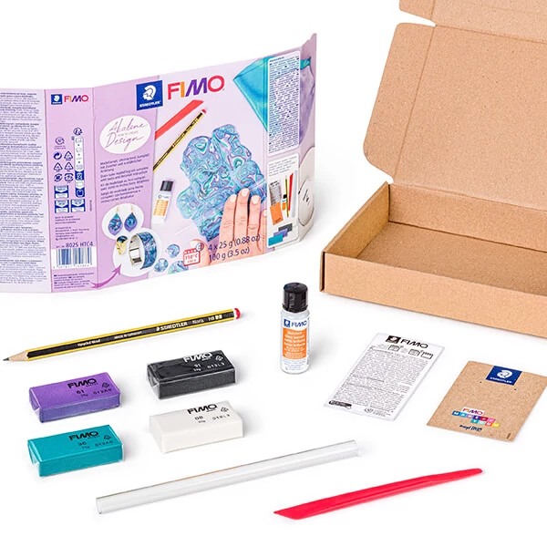 Set Plastilină care se întărește la coacere  Fimo Effect, 4x25 g - Abalone design, Abalone Design