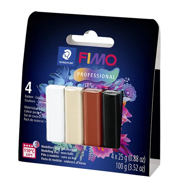 FIMO Professional Colour Pack Set plastilină care se întărește la coacere, 4x25 g - Natural Colours