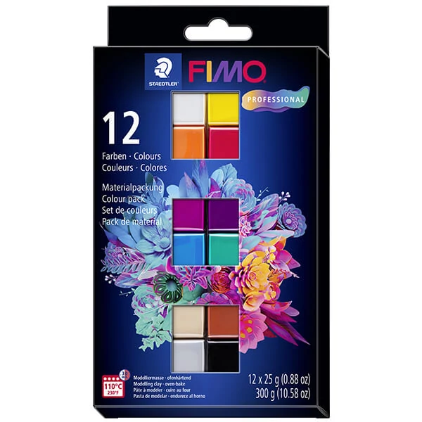 FIMO Professional Colour Pack, Set plastilină care se întărește la coacere, 12x25 g - Basic Colours