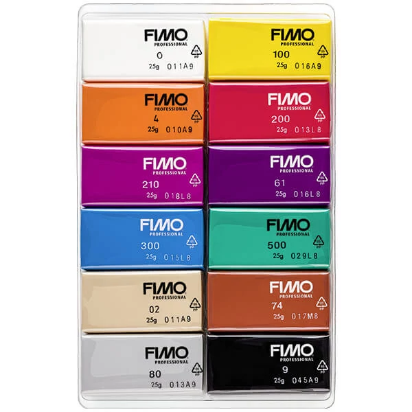 FIMO Professional Colour Pack, Set plastilină care se întărește la coacere, 12x25 g - Basic Colours