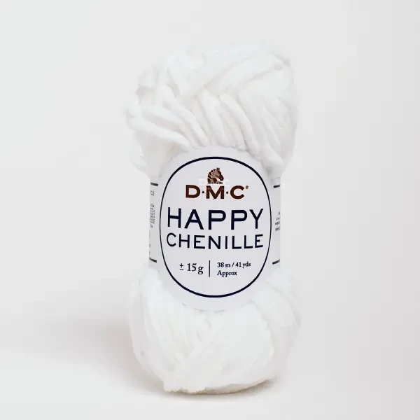Fire de chenille DMC Happy Chenille pentru amigurumi, 15 g - 20, alb