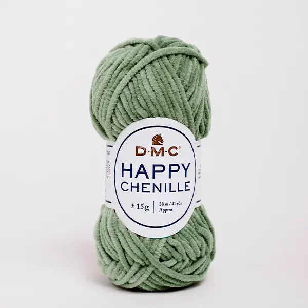 Fire de chenille DMC Happy Chenille pentru amigurumi, 15 g - 23, verde mușchi