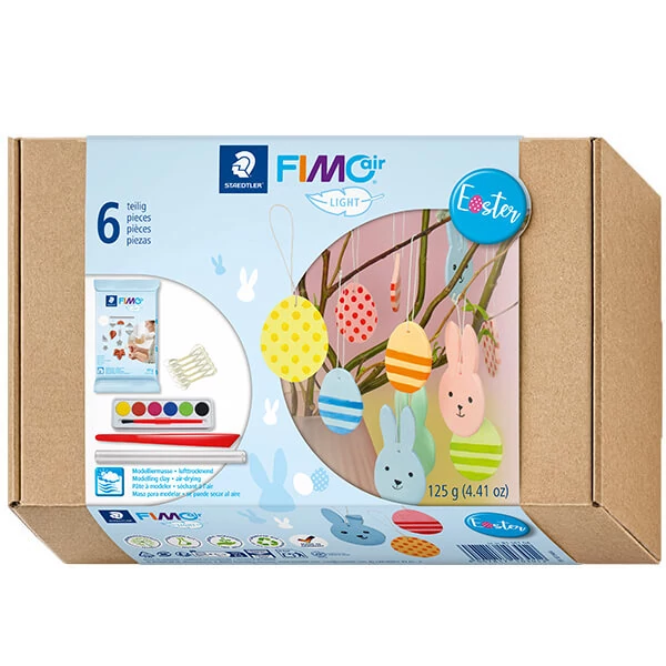 FIMO Air Light Easter Set, Set plastilină de Paște, 125 g cu accesorii