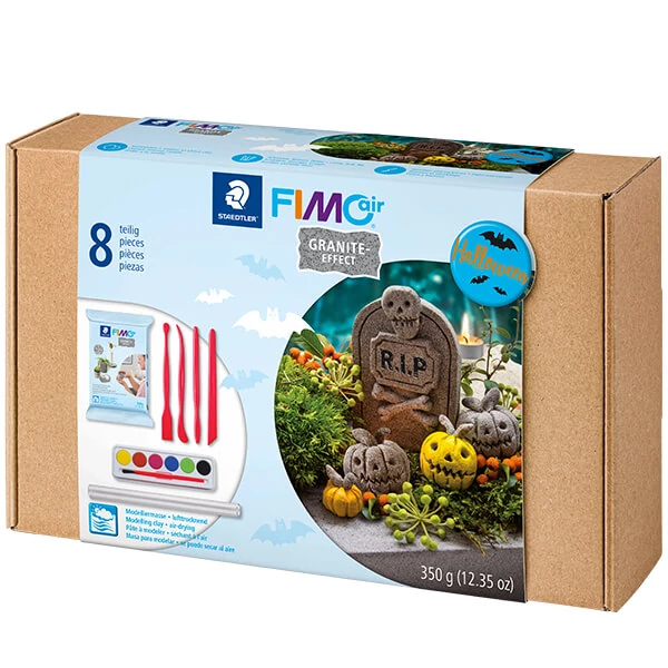 FIMO Air Efect Granit  Halloween Set plastilină, 350 g cu accesorii