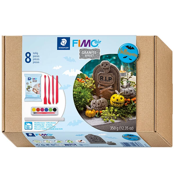 FIMO Air Efect Granit  Halloween Set plastilină, 350 g cu accesorii