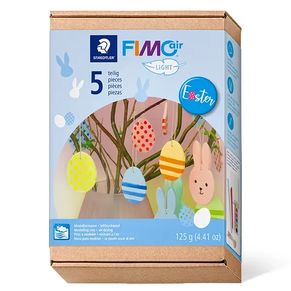 FIMO Air Light Easter Set, Set plastilină de Paște, 125 g cu accesorii (cu frânghie)