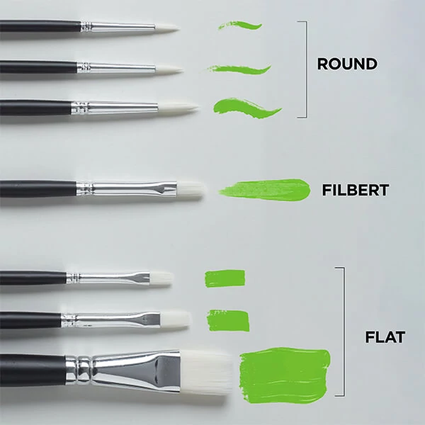 Reeves set pensule, sintetice plate și rotunde albe - 7 buc (1-10)