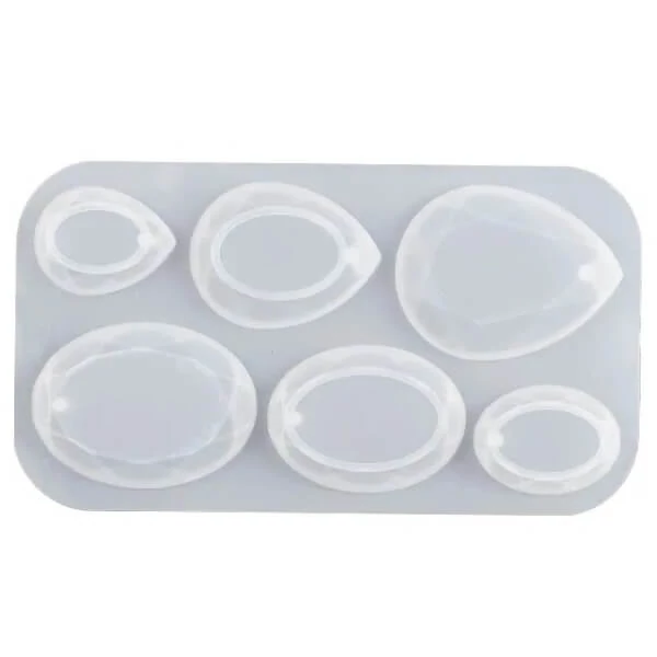 Formă din silicon pentru rășină sintetică- pandantiv plat, oval-picătură, lustruită, mărimea 3-3