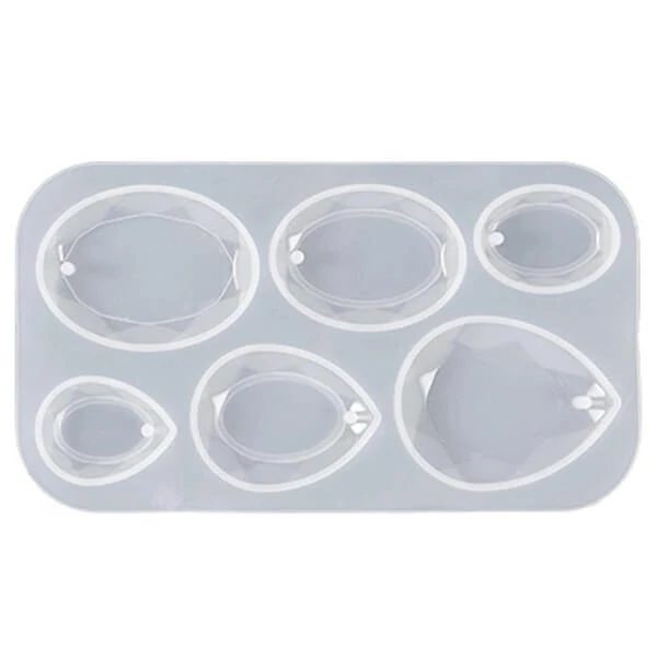 Formă din silicon pentru rășină sintetică- pandantiv plat, oval-picătură, lustruită, mărimea 3-3