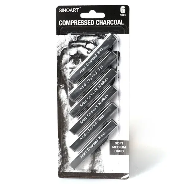 Set de cărbune presat, 6 bucăți (soft, medium, hard)