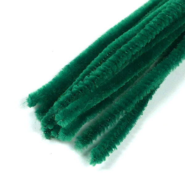 Chenille, 30 cm - verde închis, 10 buc