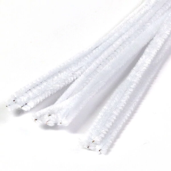 Chenille, 30 cm - alb, 10 buc