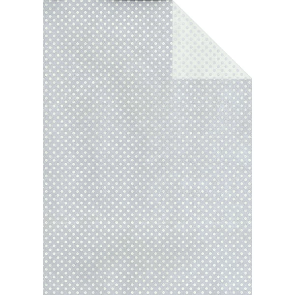 Hârtie de decoupage Tassotti - buline pe două fețe, alb-argintiu