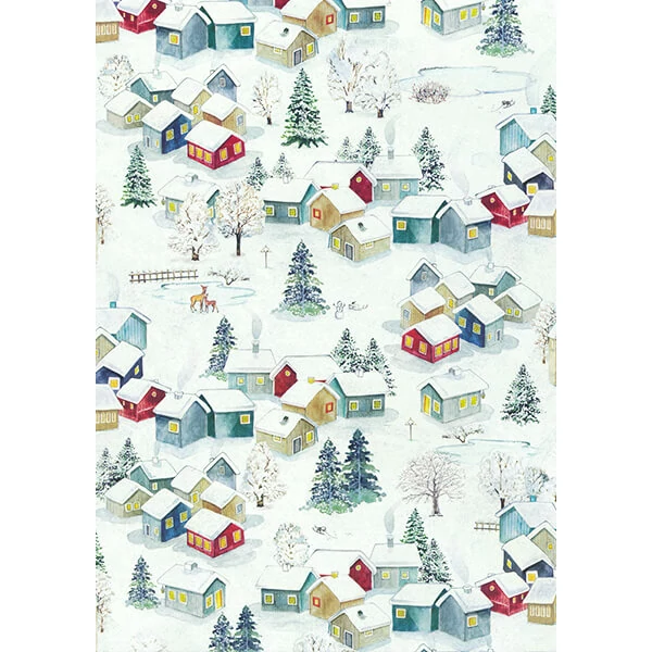 Hârtie de decoupage Tassotti - acuarelă peisaj de iarnă
