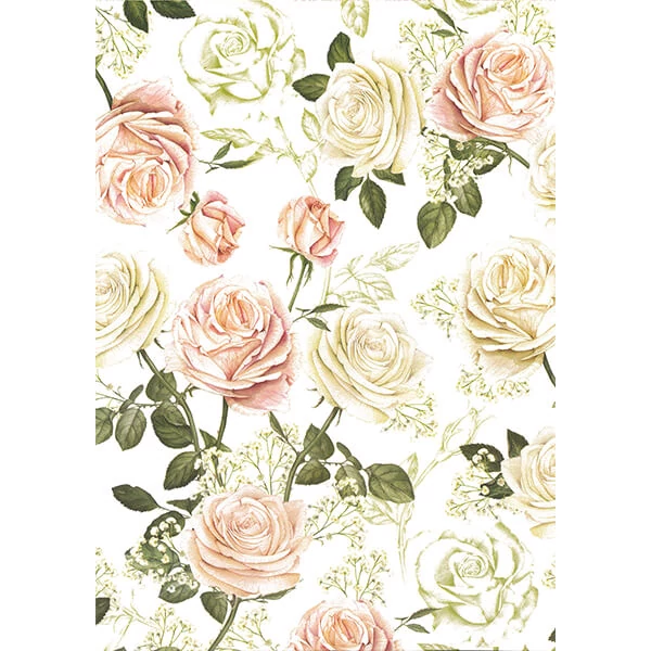 Hârtie de decoupage Tassotti - trandafiri roz