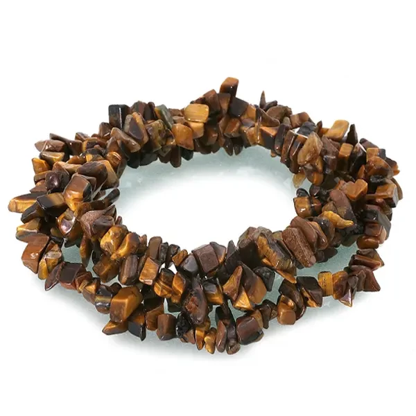 Perle din minerale, chips - Ochi de tigru, 8-12 mm, 1 șir