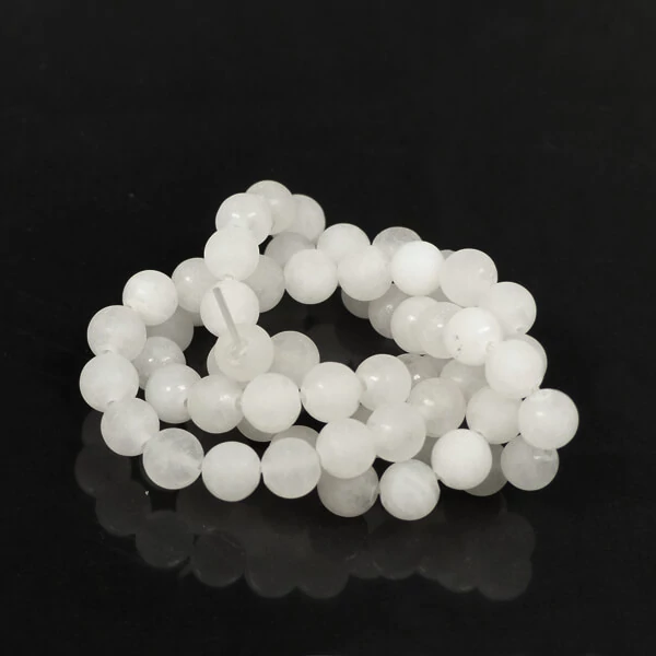Perle din minerale  - Jad alb, mat, 6 mm, 1 șir