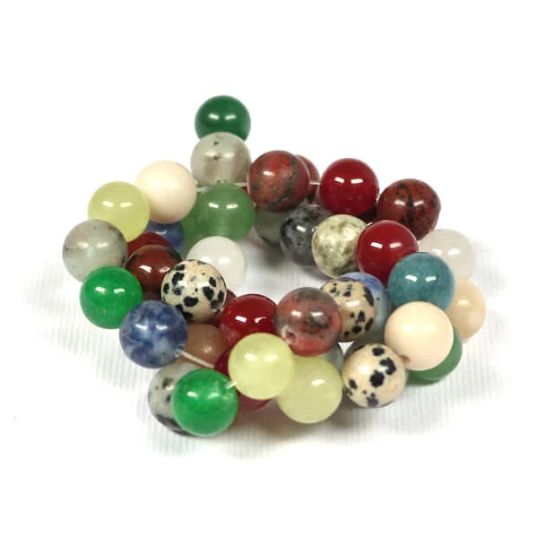 Perle din minerale  - Mix de pietre semi-prețioase, 8 mm, 1 șir