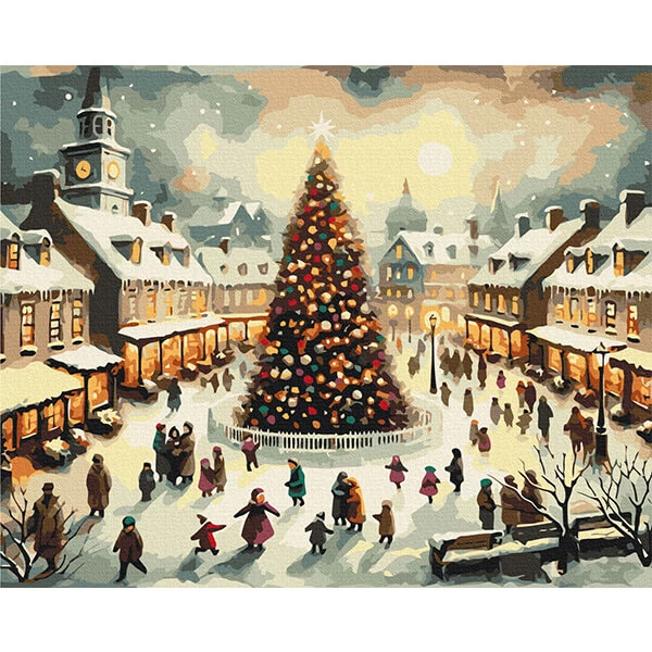 Set de pictură pe numere, pe pânză întinsă, 40x50 cm - Pomul de Crăciun