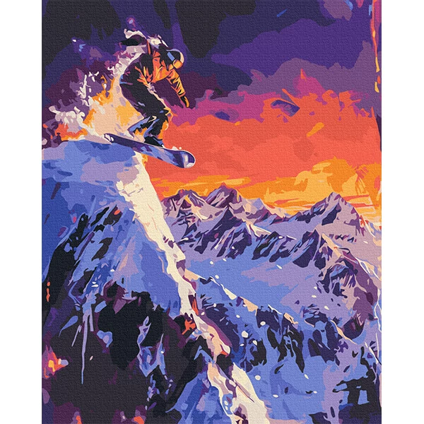 Set pictură pe numere, pe pânyă întinsă 40x50 cm - Cucerirea muntelui