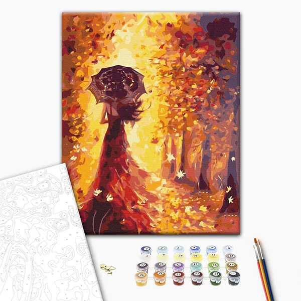 Set pictură pe numere, pe pânză întinsă, 40x50 cm - Toamna în aur