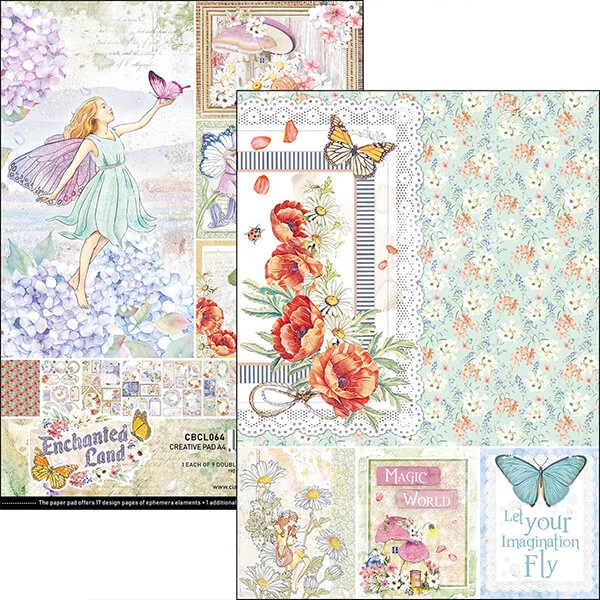 Set de hârtie scrapbook  Ciao Bella, A4, 9 coli - Pământul fermecat Creative Pad