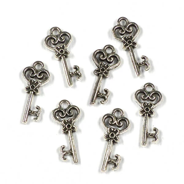 Ornament metalic Charm, 7 buc - cheie, carlig