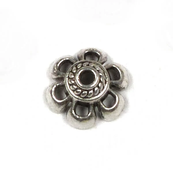 Ornament metalic Charm, 7 buc - capac perlă t 6 dinte, 10 mm