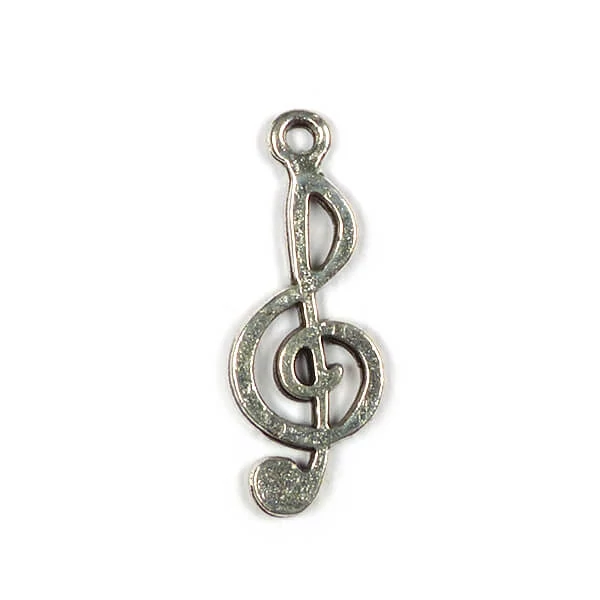 Charm, ornament metalic, 4 buc - cheie de sol