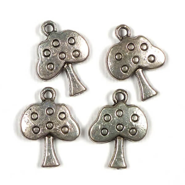 Charm, ornament metalic, 4 buc - măr, 3D