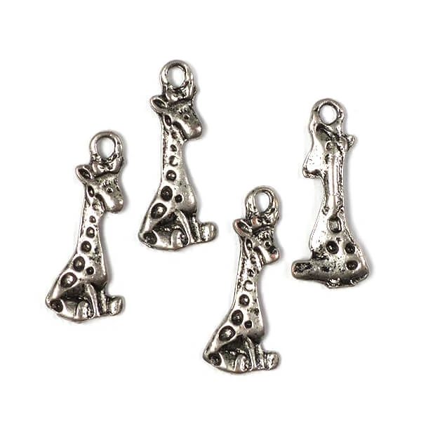 Charm, ornament metalic, 4 buc - girafa, 3D