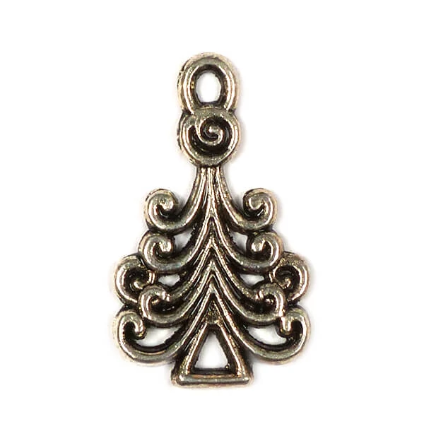 Charm, ornament metalic, 4 buc - pin de padure, 3D