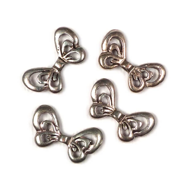 Charm, ornament metalic, 4 buc - aripi de fluture, ajurata, 3D