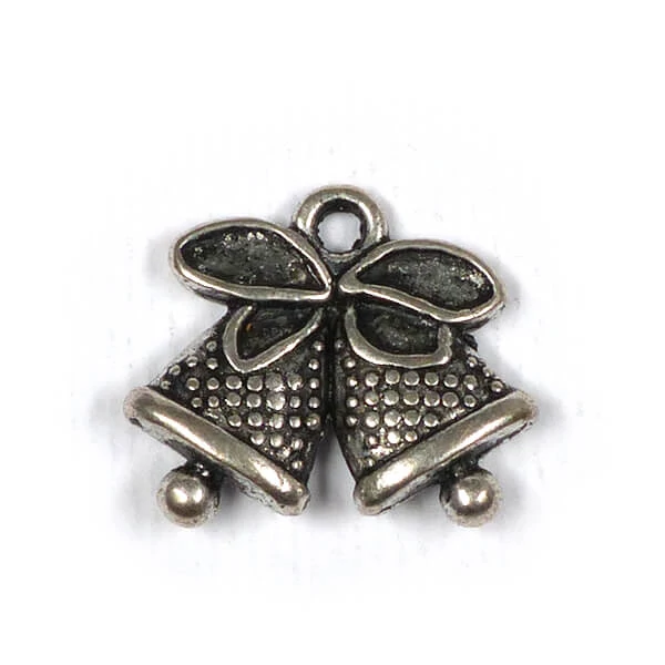 Charm, ornament metalic, 3 buc - clopot, 3D