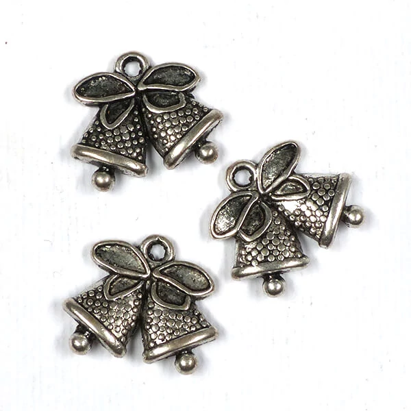 Charm, ornament metalic, 3 buc - clopot, 3D
