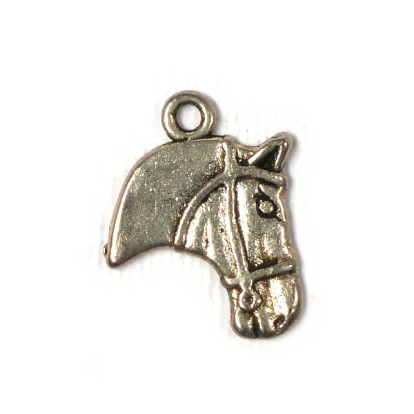 Charm, ornament metalic, 3 buc - cap de cal, 3D