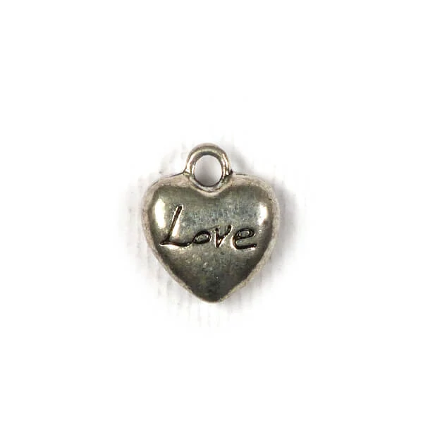 Charm, ornament metalic, 3 piese - inimă, 3D