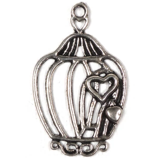 Charm, ornament metalic, 3 buc - cușcă de dragoste