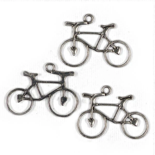Charm, ornament metalic, 3 buc - bicicleta