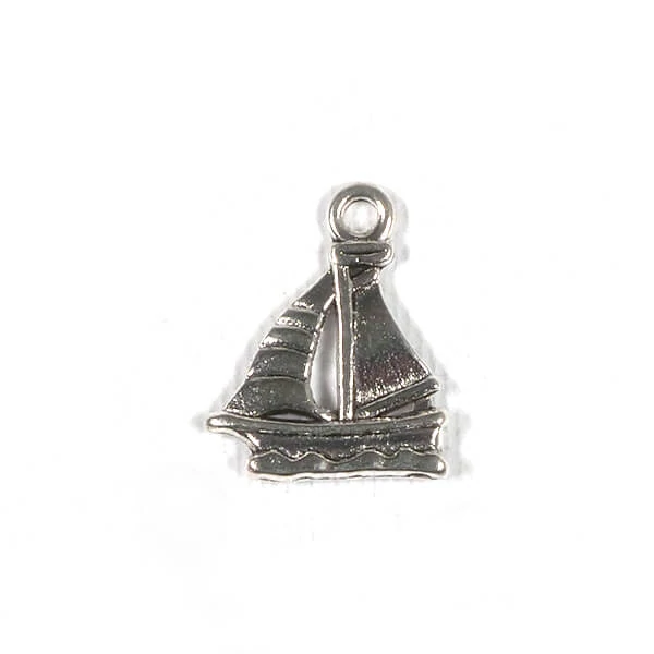 Charm, ornament metalic, 3 buc - barca cu pânze