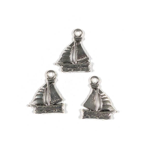 Charm, ornament metalic, 3 buc - barca cu pânze