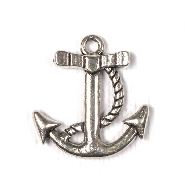 Charm, ornament metalic, 3 buc - ancora, 3D