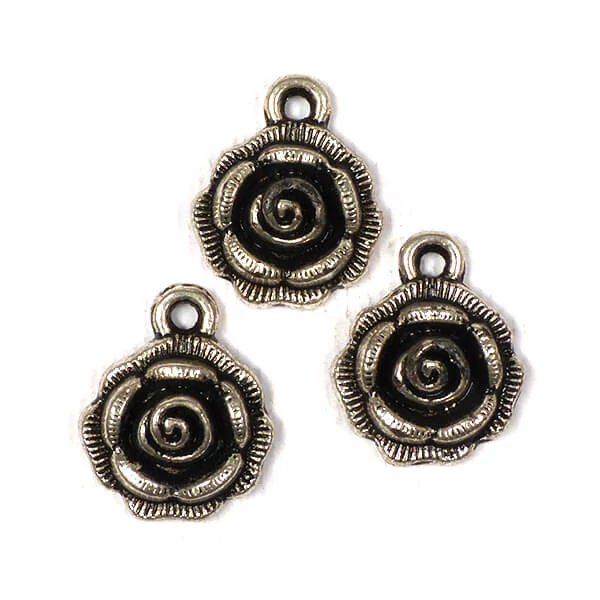 Decor Charm metalic, 3 buc - cap de trandafir