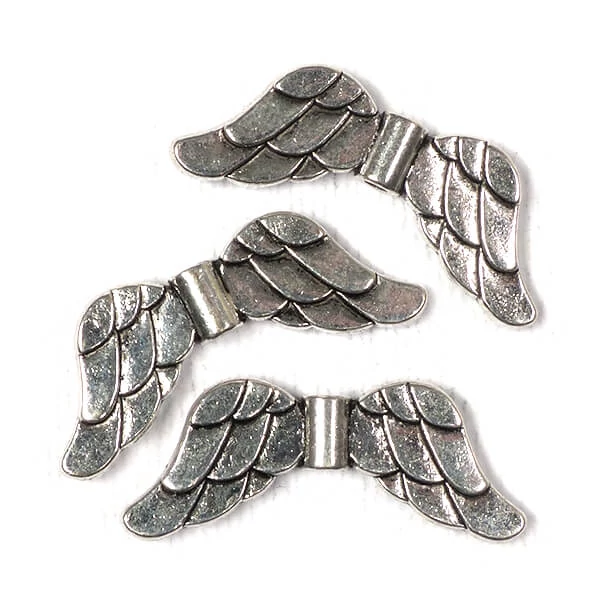 Charm, ornament metalic, 3 buc - aripi de inger, 3D