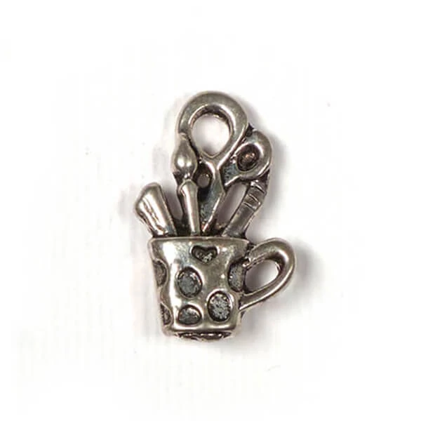 Charm, ornament metalic, 3 buc - cana de arta, 3D