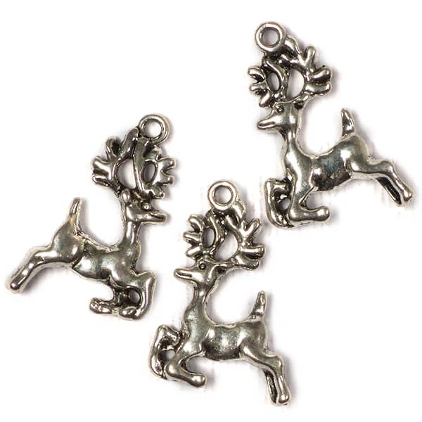 Charm, ornament metalic, 3 buc - caprioara fugara, 3D