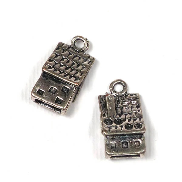 Charm, ornament metalic, 2 buc - casa de turta dulce, 3D
